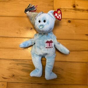Ty March Light Blue Bear Plush Toy